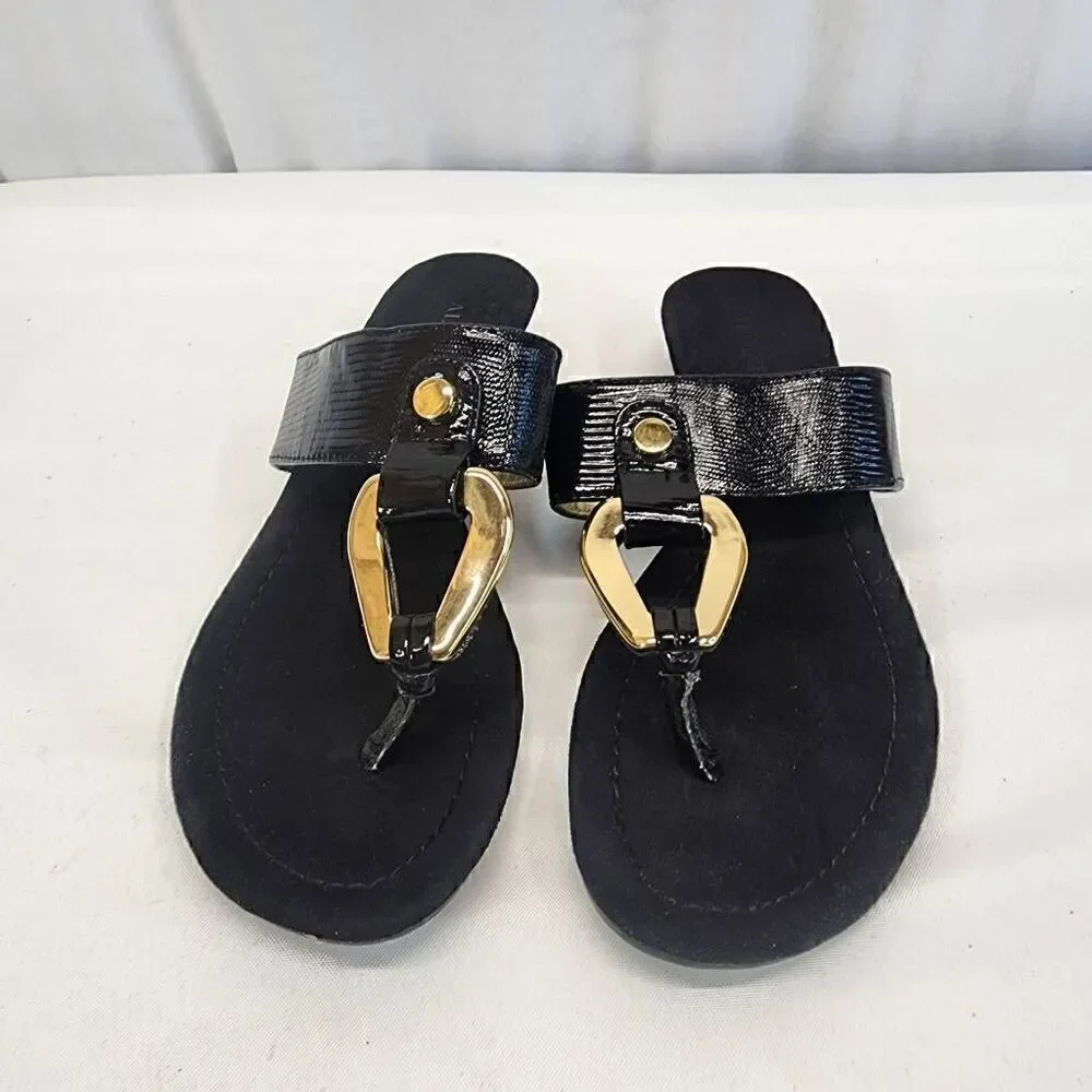 Alfani Forray Sandals Black And Gold  Women's Size 6.5